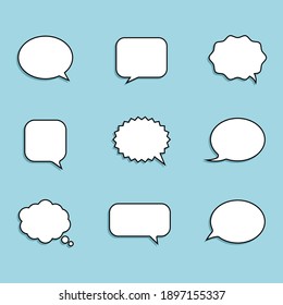 Blank empty white speech bubbles vector illustration