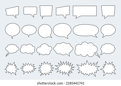 Blank empty white speech bubbles vector illustration
