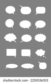 Blank empty white speech bubbles on isolated background. Vector illustration.
