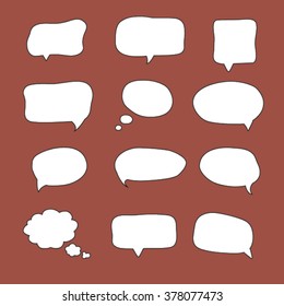 Blank empty white speech bubbles. Vector illustration, isolated objects