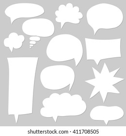 Blank empty white speech bubbles