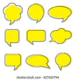 Blank empty white speech bubbles. Stickers of speech bubbles vector set