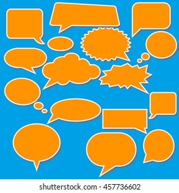 Blank empty white speech bubbles. Stickers of speech bubbles vector set.