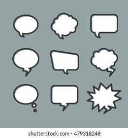 Blank empty white speech bubbles. Vector illustration