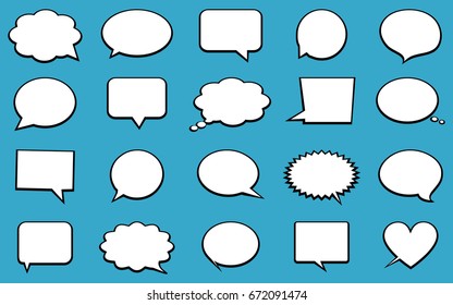 Blank empty white speech bubbles