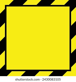 blank empty yellow line black stripe caution tapes danger warning ribbons square. construction sites, banner traffic sign symbol logo design for web mobile isolated white background illustration.