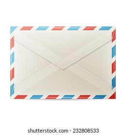 Blank envelope isolated on white background with clipping path