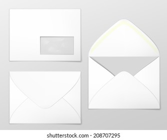 Blank envelopes set. Photo-realistic vector illustration.
