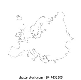 Mapa Europa en blanco contorno silueta de ilustración vectorial aislada en fondo blanco. Territorio del continente europeo. 