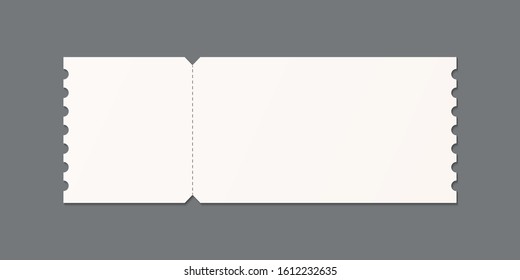 Blank Event Ticket Mockup Template. Concert, Party, Festival, Lottery Or Coupon Ticket. Mockup Vector Isolated. Template Design. Realistic Vector Illustration.