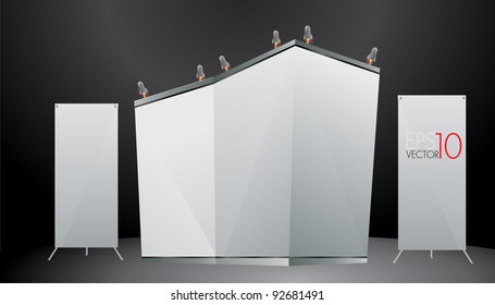 Blank exhibition stand advertising and banner stand. Vector template background