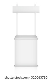 Puesto comercial de exposición en blanco. Ilustración vectorial