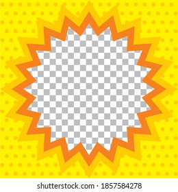 blank explosive comic speech bubble with dot background