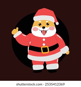 blank expression shiba inu santacclaus cartoon design illustration