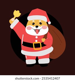 blank expression shiba inu santacclaus cartoon design illustration