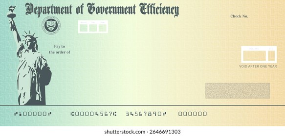 Cheque de Estímulo Falso em Branco. Fatura de pagamento de Eficiência do Departamento de Telefonia.