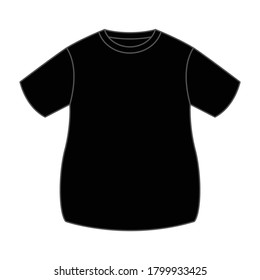 Blank Fat Black T-Shirt Vector For Template.