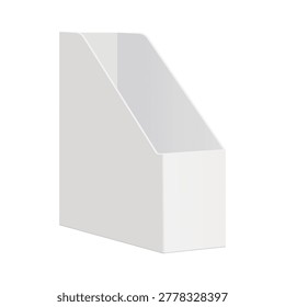 Blank file holder and desk organizer mockup for office document storage, workplace organization and stationery branding design, side view, isolated on white background