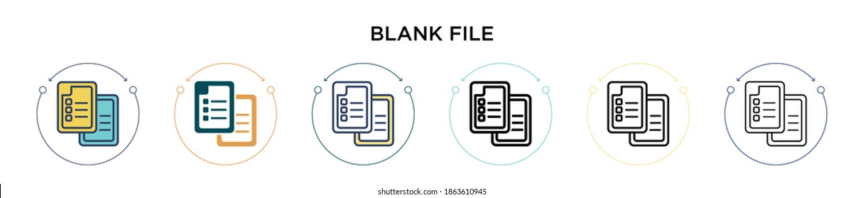 Blank file icon in filled, thin line, outline and stroke style. Vector illustration of two colored and black blank file vector icons designs can be used for mobile, ui, web