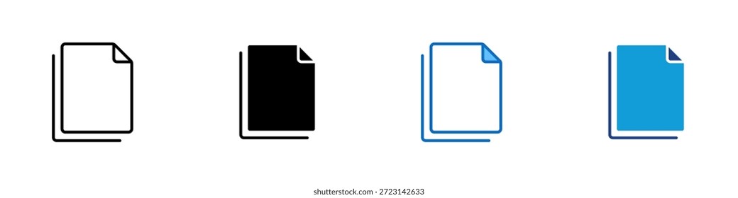 Vector de diseño de íconos de varios estilos de archivo en blanco: limpiar la página vacía que simboliza un nuevo archivo, borrador o espacio de trabajo editable