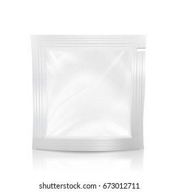 Blank Filled Retort Foil Flexible Pouch Bag Packaging. For Condoms, Medicine Drugs Or Food Product. Snack Package With Solder. Packing Design Template Illustration