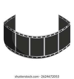 Blank film strip forming a half circle shape, on a white background
