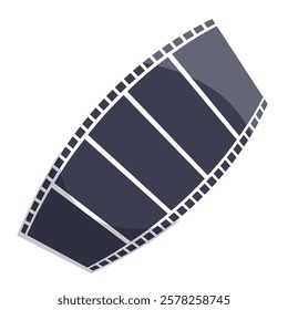 Blank film strip is lying diagonally, representing the entertainment industry and the art of filmmaking