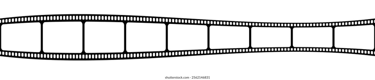 Blank film strip template. Video or photo camera tape isolated on white background. Storyboard layout. Empty frame for photographies collage. Vector graphic illustration.