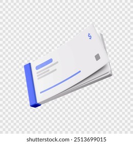 Cheque financiero en blanco Icono de ilustración 3D Vector de estilo de dibujos animados