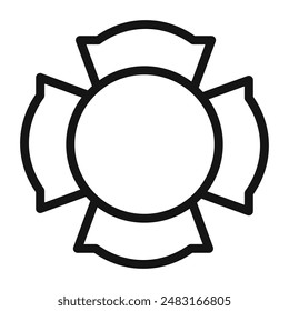 Blank Fire Department badge icon Black line art vector