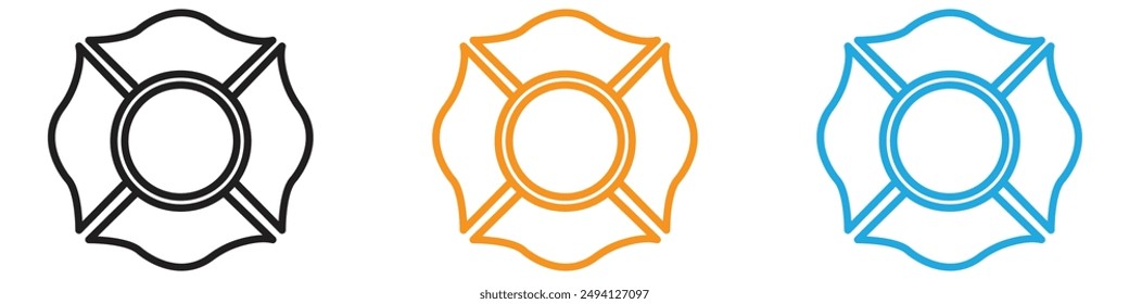 Blank Fire Department badge icon vector logo set collection for web app ui