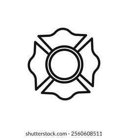 Blank Fire Department badge icon vector line logo art