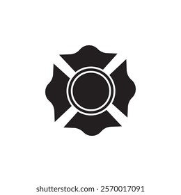 Blank Fire Department badge icon black and white vector outline sign