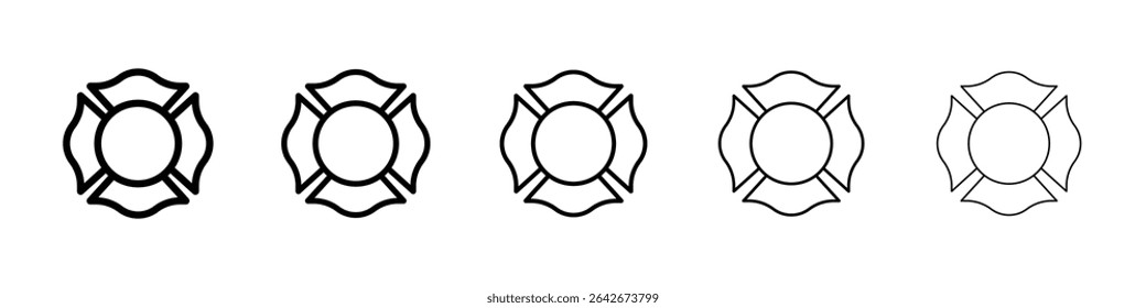Vetor isolado em branco do distintivo do Corpo de Bombeiros no conjunto de fundo branco