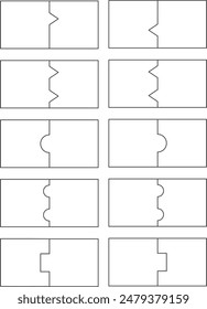 Blank flash cards. Various 2-part puzzle cut templates. Set 1.
