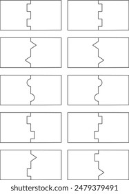 Blank flash cards. Various 2-part puzzle cut templates. Set 2.
