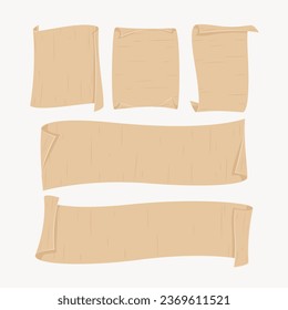 Juego de banderas de papel antiguo plano en blanco