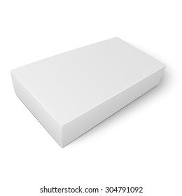 Blank flat paper or cardboard box template lying on white background. Packaging collection. Vector illustration.