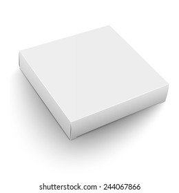 Blank Flat Square Box Template Lying On White Background Packaging Collection. Vector Illustration.