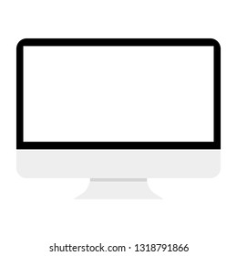 blank flat wide screen display computer monitor isolated on white background; vector illustration 