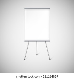 Blank Flip Chart Or Advertising Stand, Easel Isolated On White.