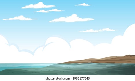 Blank flooded landscape at daytime scene illustration