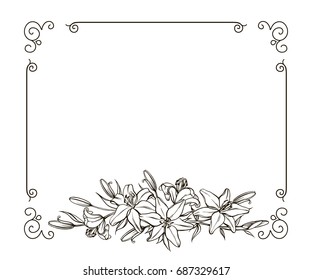 Blank floral frame border. Vector.