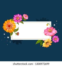 Vector de diseño de marco floral en blanco