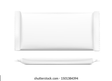 Blank flow pack isolated on white background. Realistick vector illustration. Template ready for your desing. It can be use for presentation packaging, promo, adv and etc.