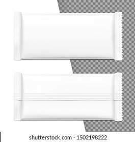 Blank flow pack isolated on white background. Realistick vector illustration. Vector illustration template ready for your desing. It can be use for presentation packaging, promo, adv and etc.