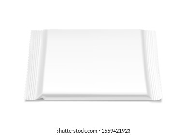 Blank flow pack isolated on white background. Realistick vector illustration. Template ready for your desing. It can be use for presentation packaging, promo, adv and etc. EPS10.