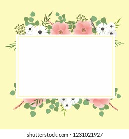 Blank flower frame in yellow background