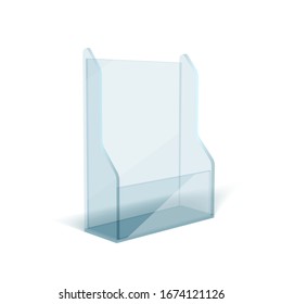 Blank Flyer Glass Or Plastic Transparent Holder Stand. EPS10 Vector