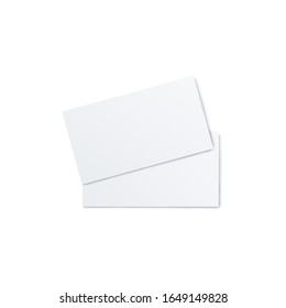 Blank flyer, invitation or folded brochure design 3d realistic vector mockup illustration on white background. Two empty paper sheets to presentate back and front side.